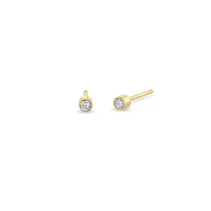 14K Yellow Gold Diamond Bezel Solitaire Studs