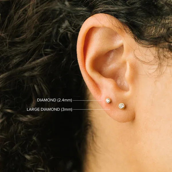 14K Yellow Gold Diamond Bezel Solitaire Studs