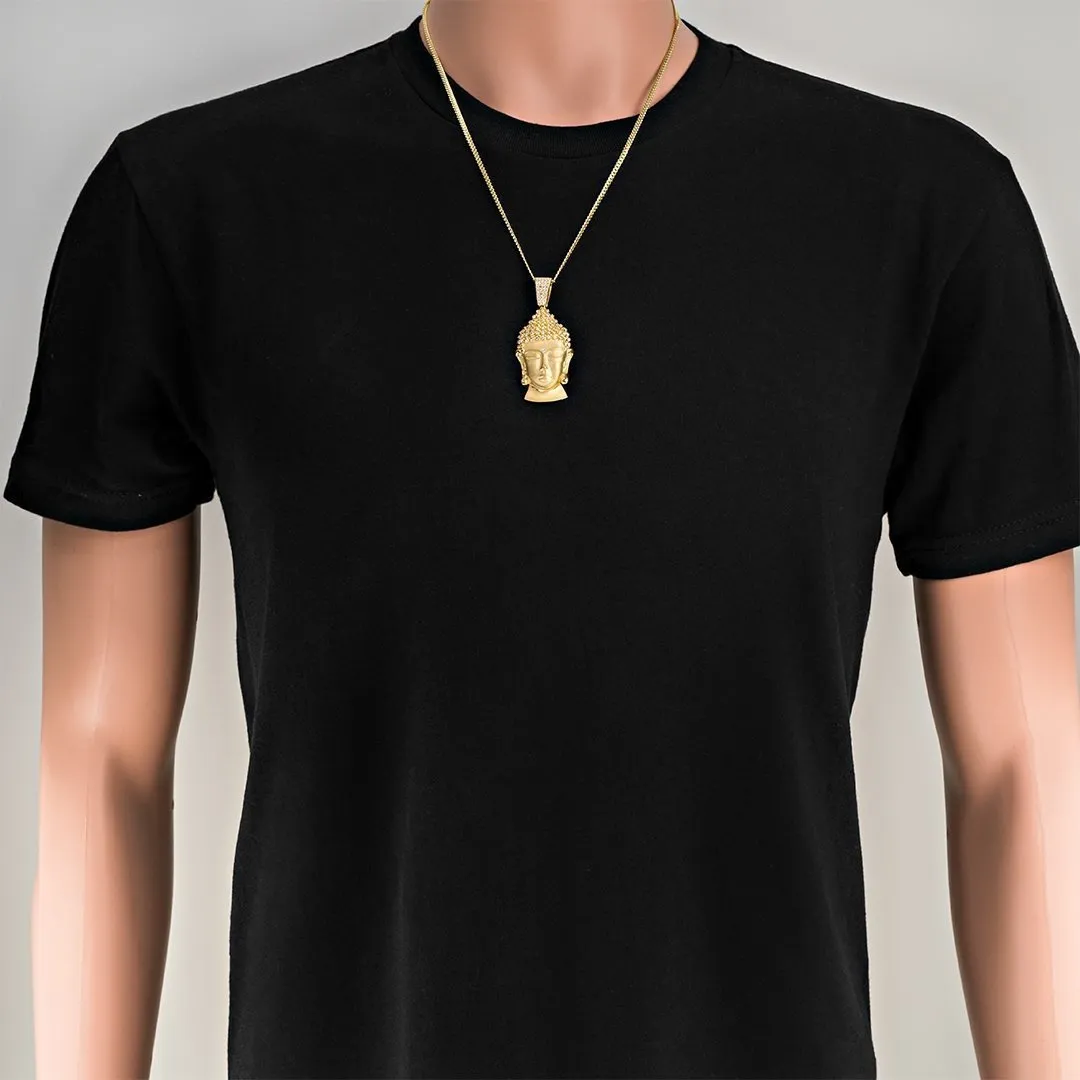 14k Yellow Gold Diamond Buddha Pendant 3 Ctw