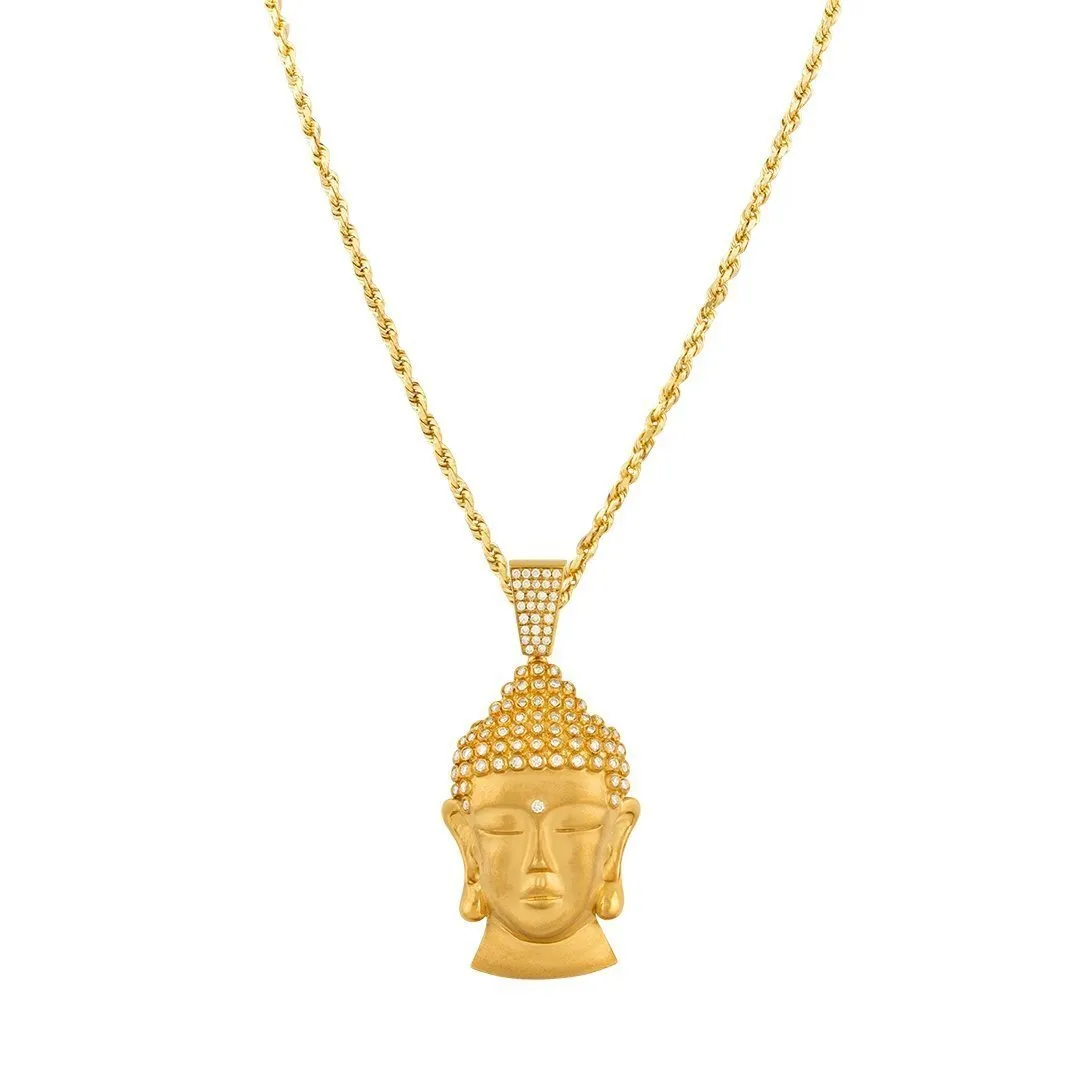 14k Yellow Gold Diamond Buddha Pendant 3 Ctw