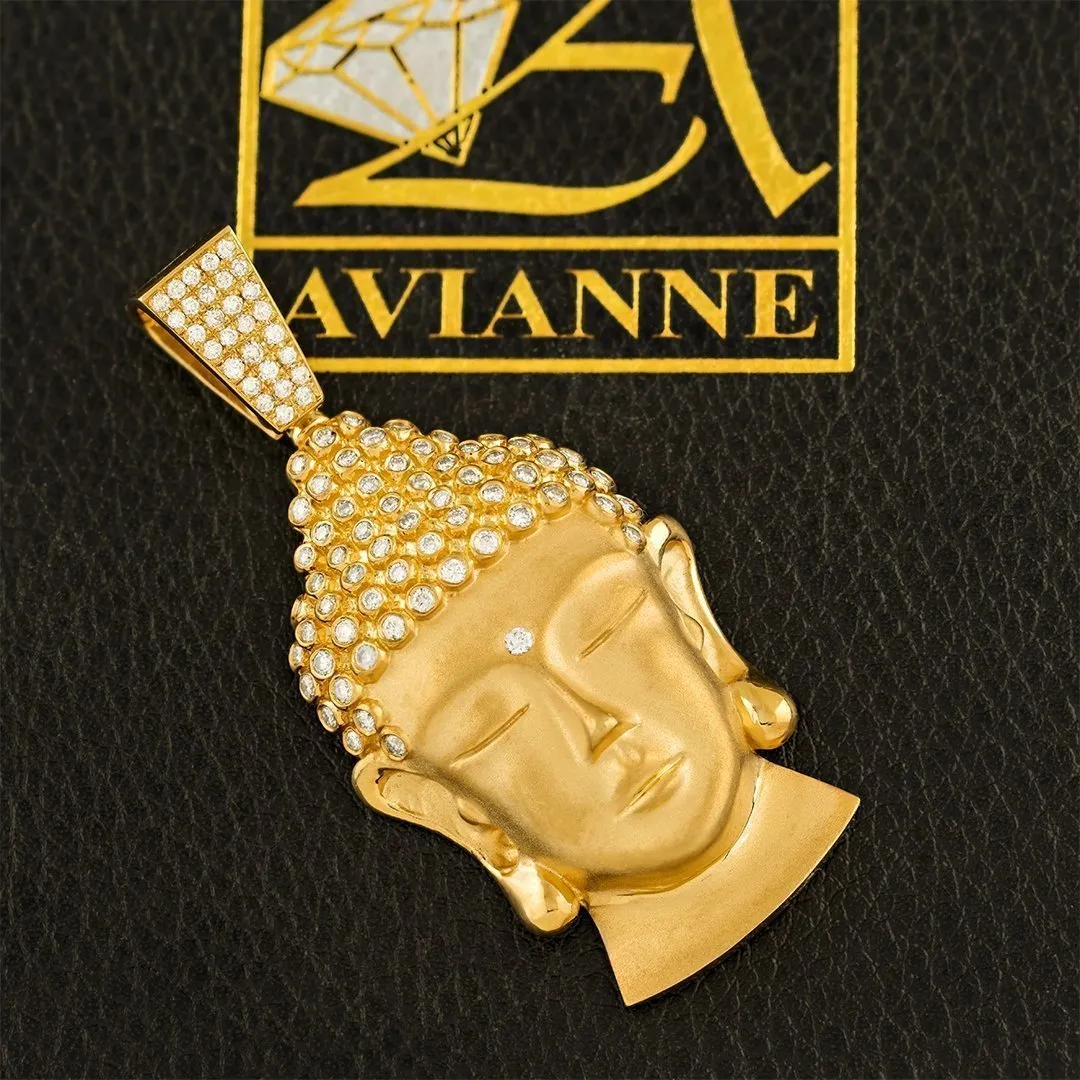 14k Yellow Gold Diamond Buddha Pendant 3 Ctw