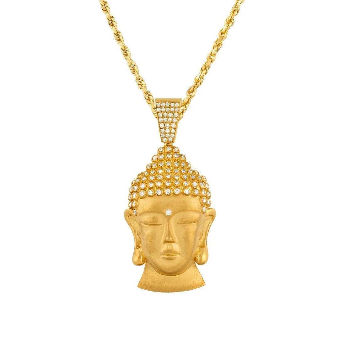 14k Yellow Gold Diamond Buddha Pendant 3 Ctw