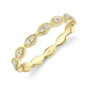 14K Yellow Gold Diamond Marquise Shape Band