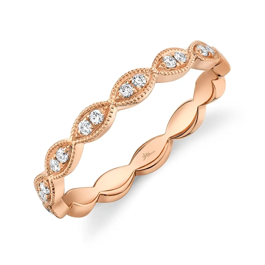 14K Yellow Gold Diamond Marquise Shape Band