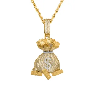 14k Yellow Gold Diamond Money Pendant 7.78 Ctw
