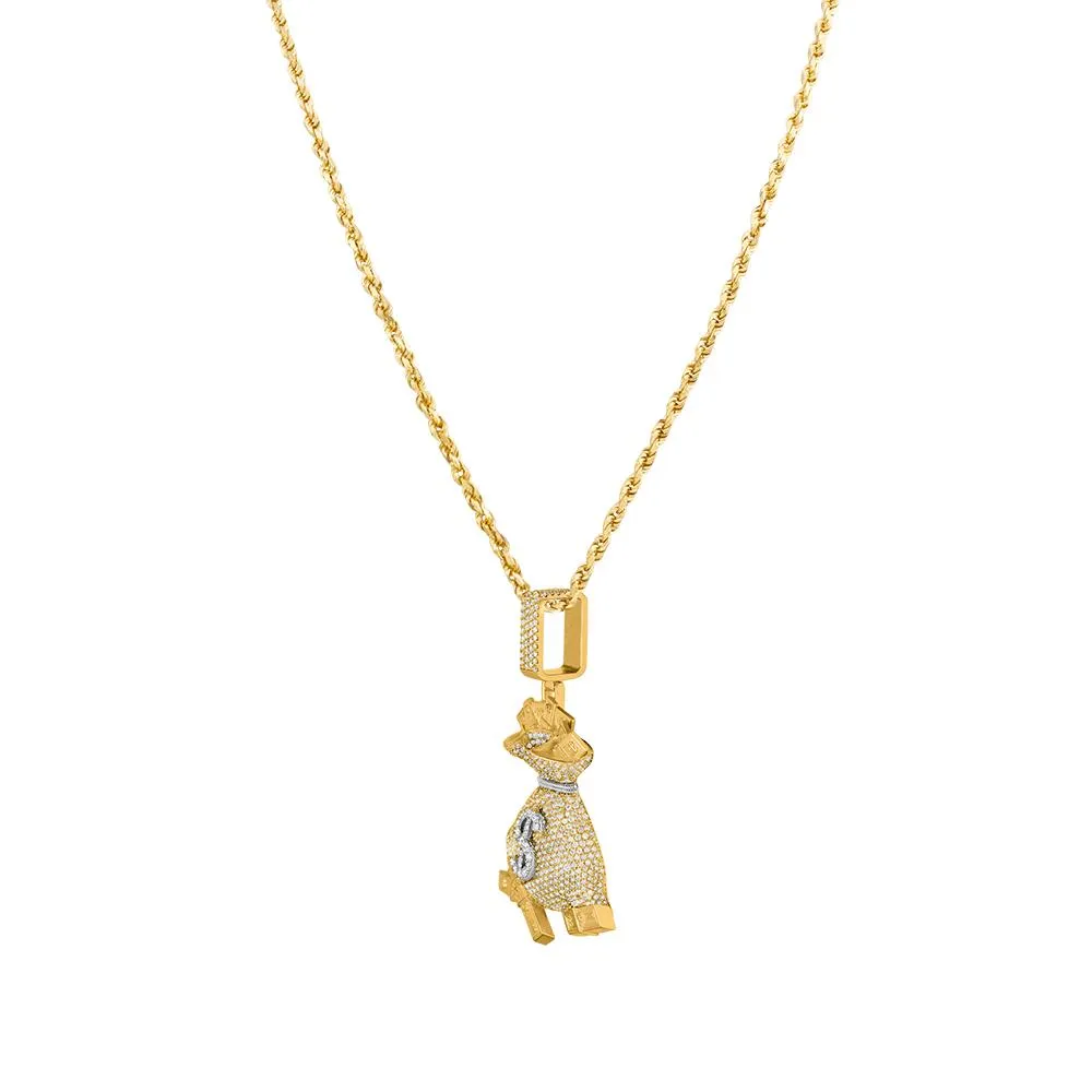 14k Yellow Gold Diamond Money Pendant 7.78 Ctw