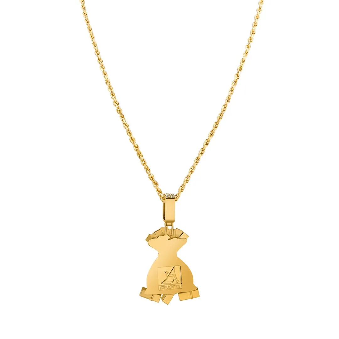 14k Yellow Gold Diamond Money Pendant 7.78 Ctw