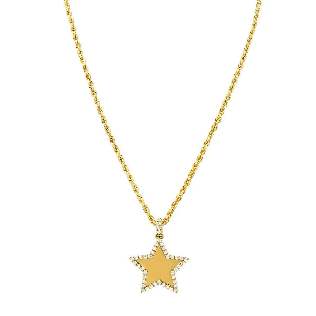 14k Yellow Gold Diamond Star Pendant 3.50 Ctw