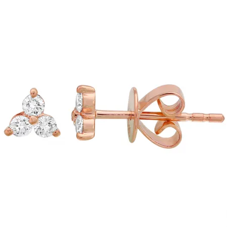 14K Yellow Gold Diamond Trio Stud Earrings