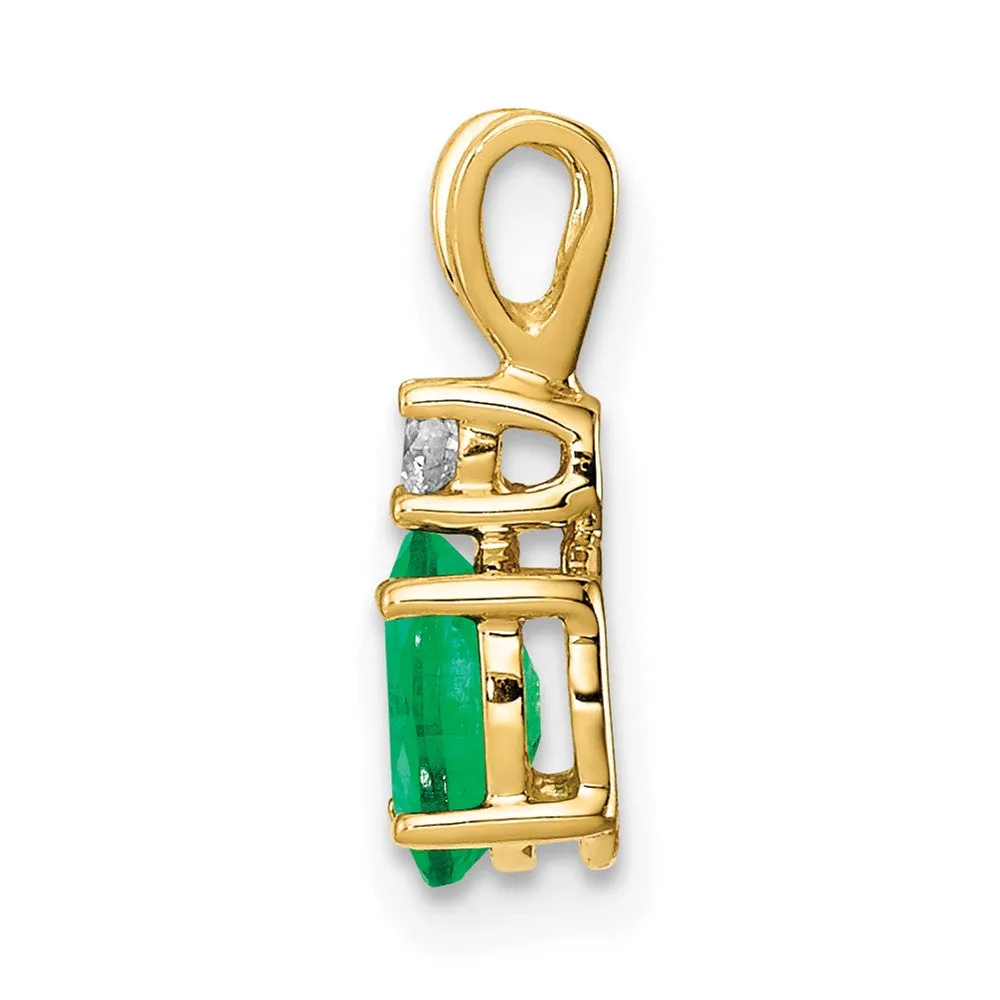 14k Yellow Gold Emerald Diamond pendant
