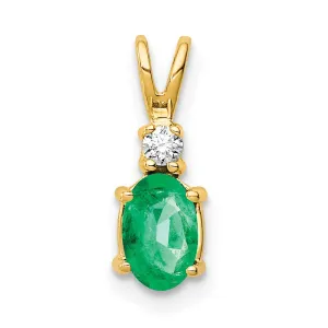 14k Yellow Gold Emerald Diamond pendant