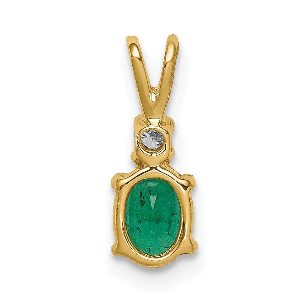 14k Yellow Gold Emerald Diamond pendant