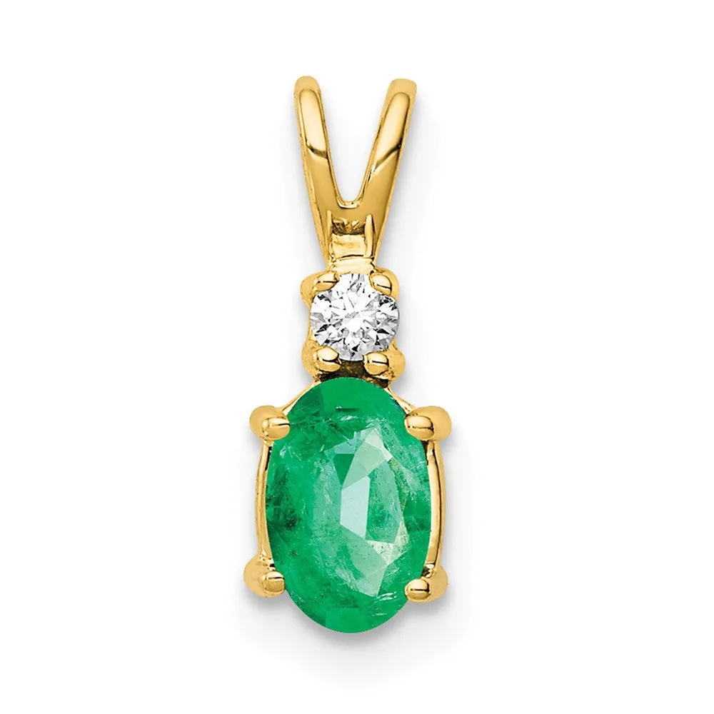 14k Yellow Gold Emerald Diamond pendant
