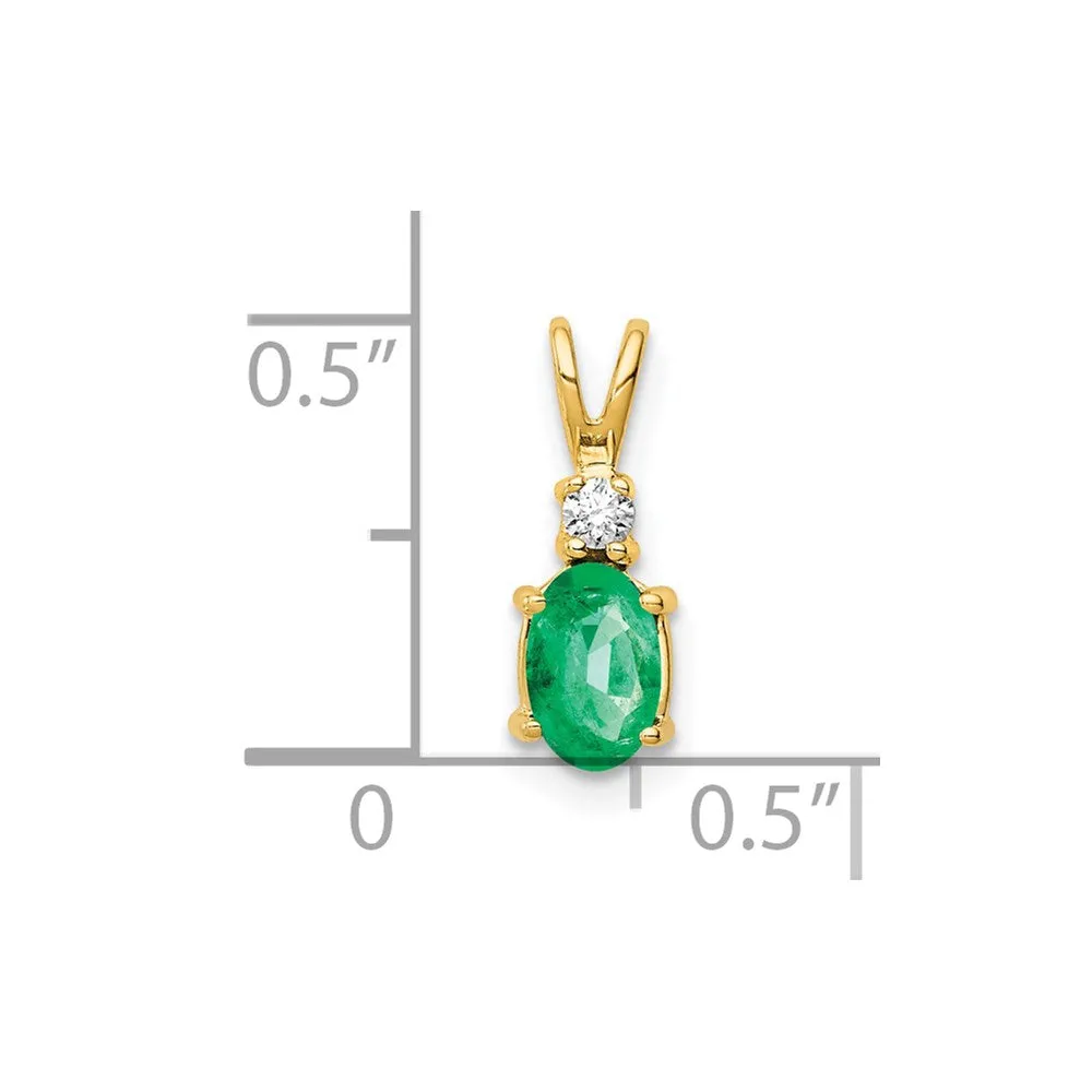 14k Yellow Gold Emerald Diamond pendant