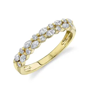 14K Yellow Gold Marquise Diamond Double Row Band