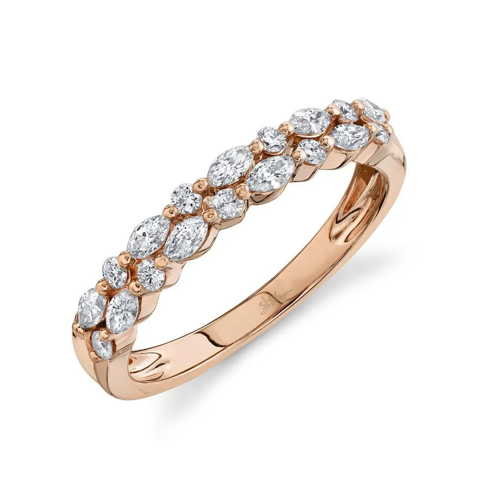 14K Yellow Gold Marquise Diamond Double Row Band