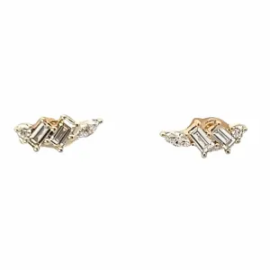 14K Yellow Gold Mixed Shape Diamond Fashion Stud Earrings (.25ctw)