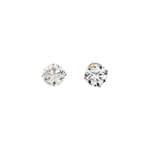 14K Yellow Gold Round 6mm CZ Stud Earrings