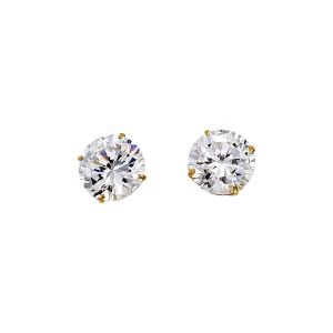 14K Yellow Gold Round 8mm CZ Stud Earrings