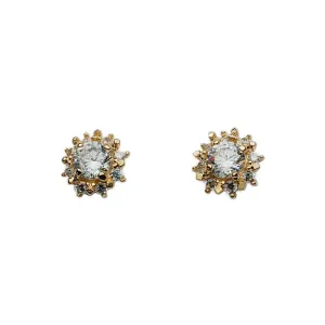 14k Yellow Gold Round Cut Diamond Stud Earrings