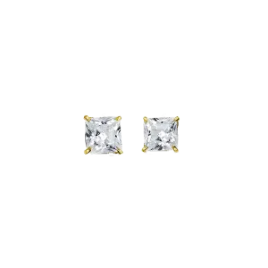 14K Yellow Gold Square 5mm CZ Stud Earrings