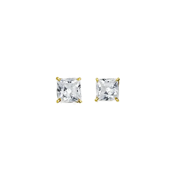 14K Yellow Gold Square 5mm CZ Stud Earrings