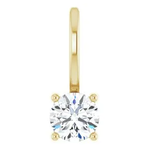 14K Yellow Imitation Diamond Solitaire Charm/Pendant