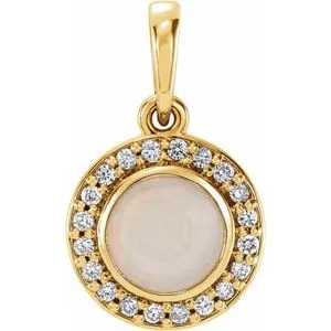 14K Yellow Opal & .08 CTW Diamond Pendant
