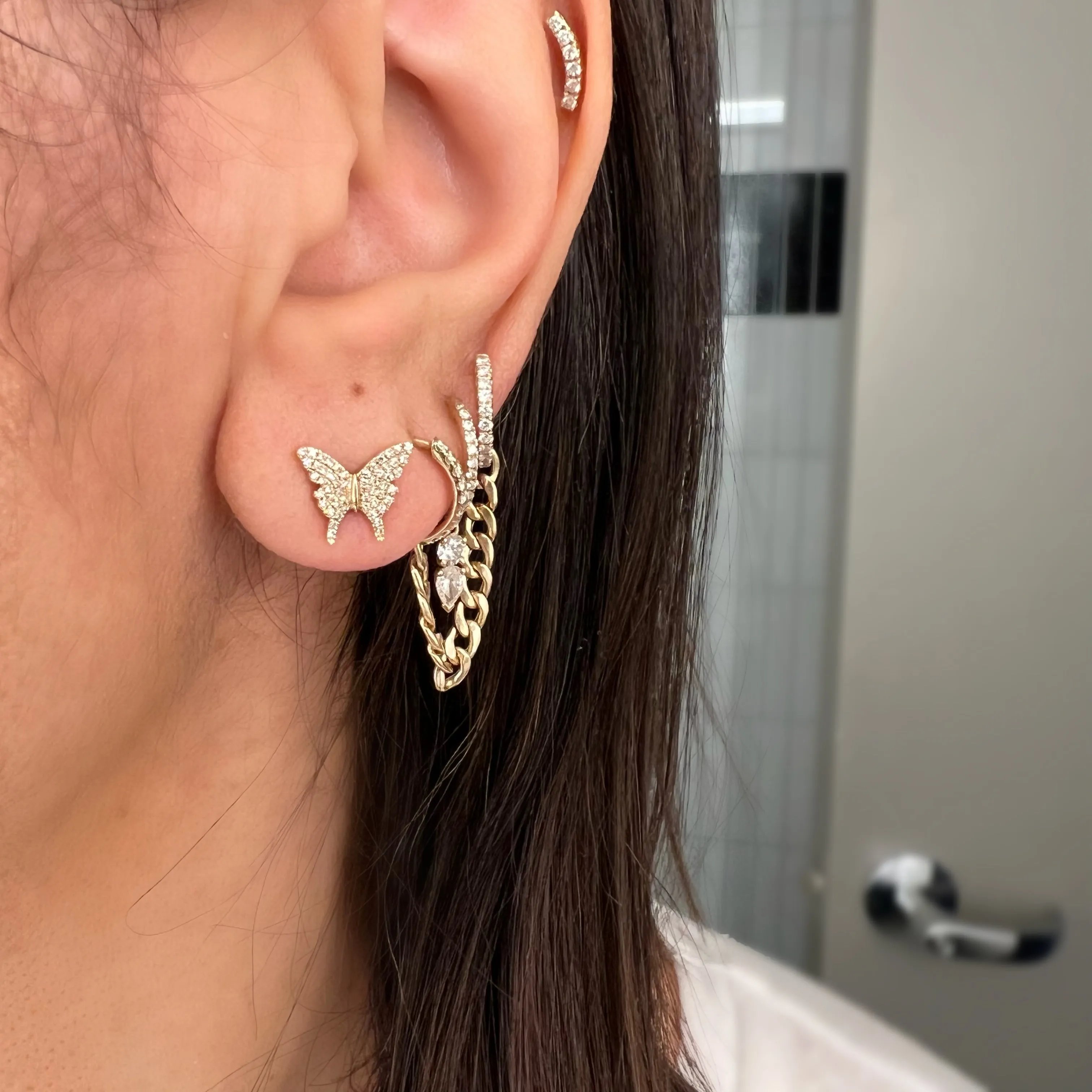 14KT Gold Diamond Small Butterfly Earrings