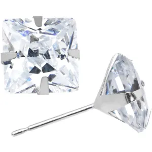 14kt White Gold 1.25ct Cubic Zirconia Square Earrings