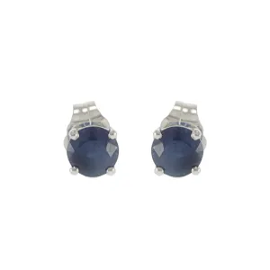 14KT White Gold Blue Sapphire Stud Earrings