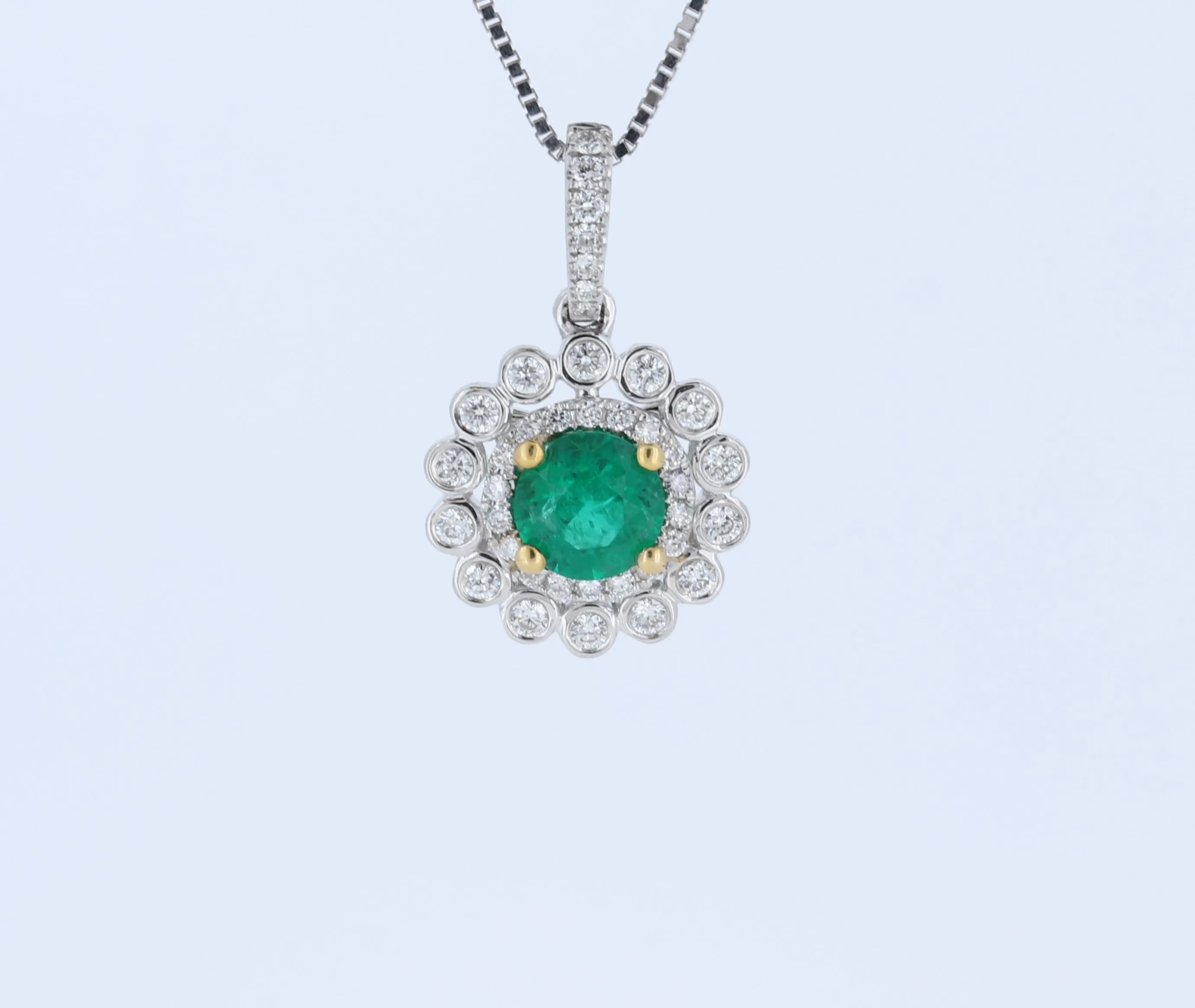 14kt White Gold Emerald Pendant