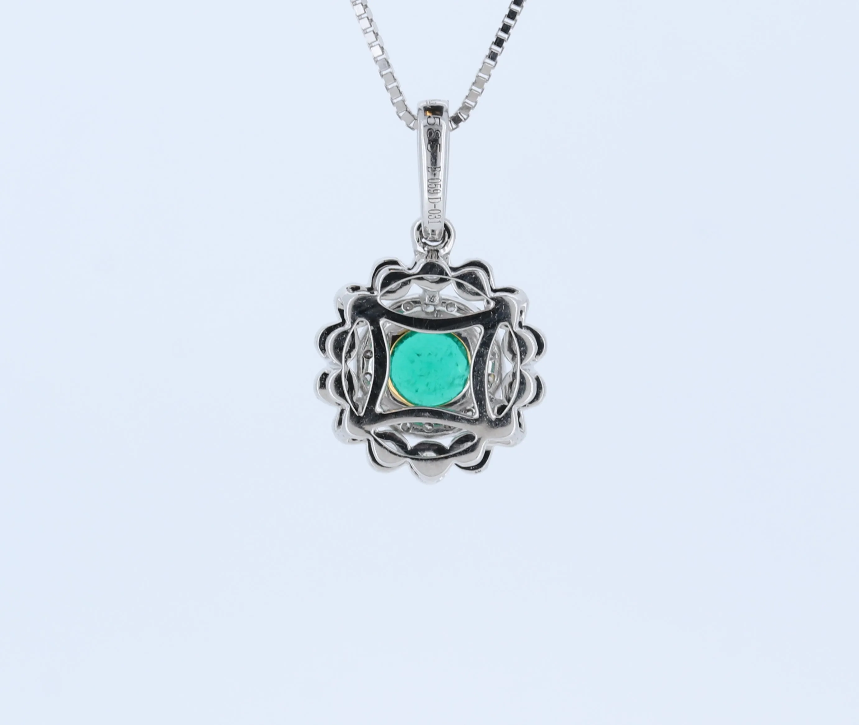 14kt White Gold Emerald Pendant