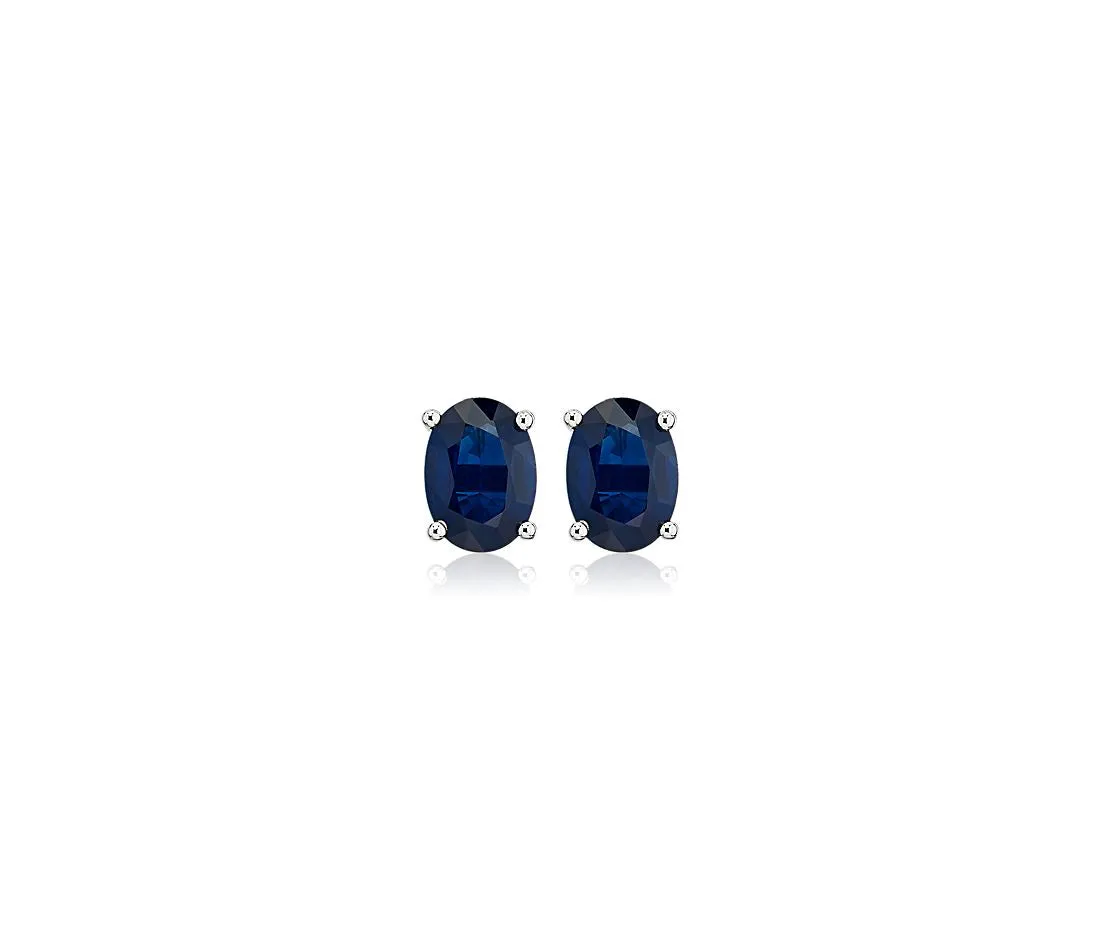 14kt White Gold Oval Sapphire Stud Earrings