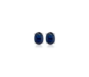 14kt White Gold Oval Sapphire Stud Earrings