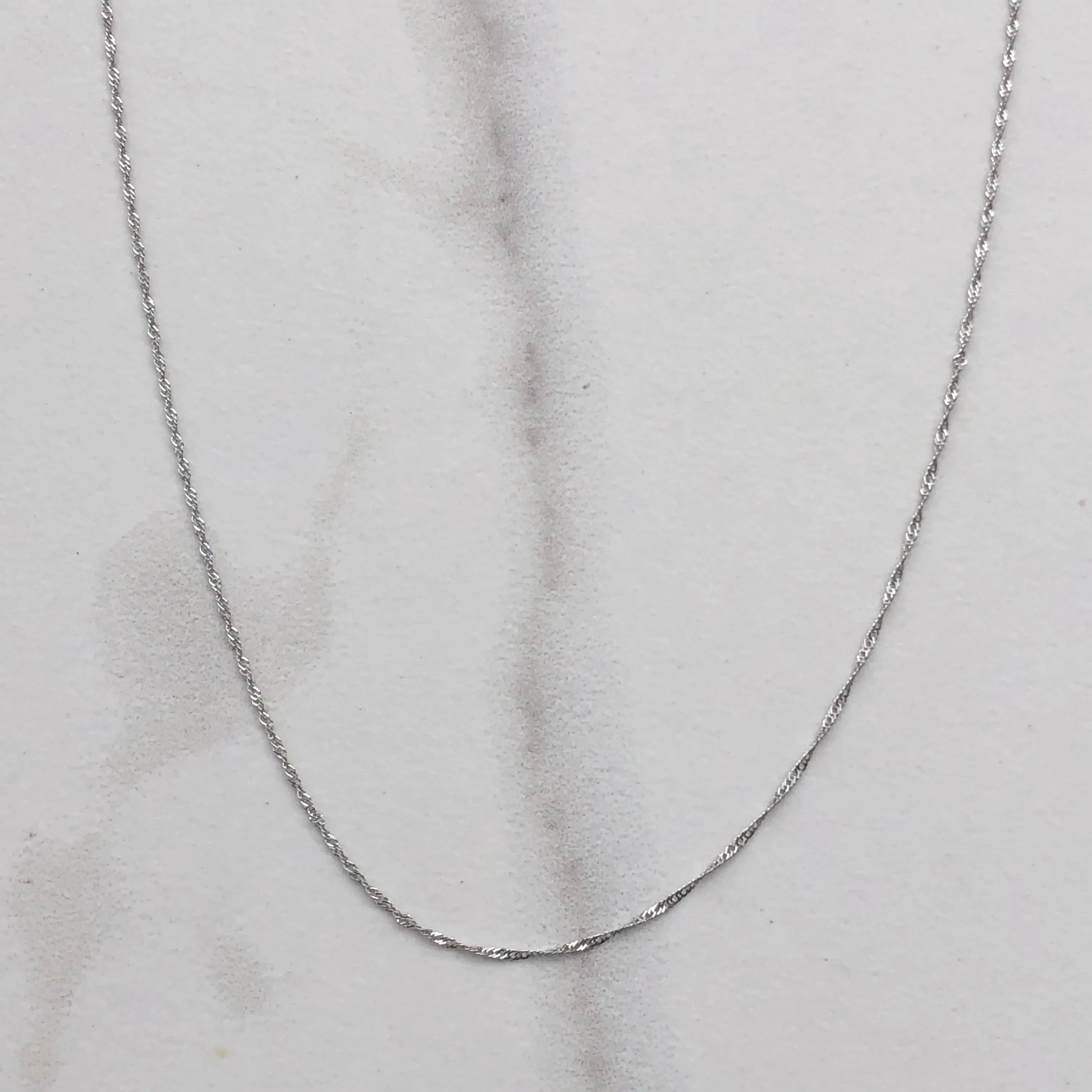 14KT White Gold Thin 1mm Singapore Chain Necklace 30"