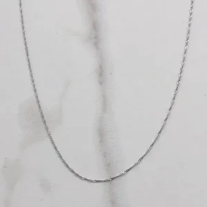 14KT White Gold Thin 1mm Singapore Chain Necklace 30"
