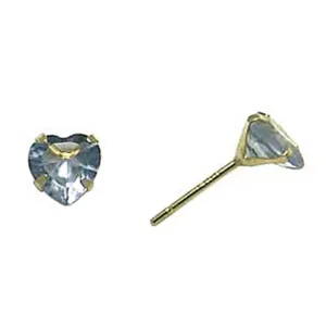 14kt Yellow Gold .47 Carat CZ Heart June Birthstone Earrings