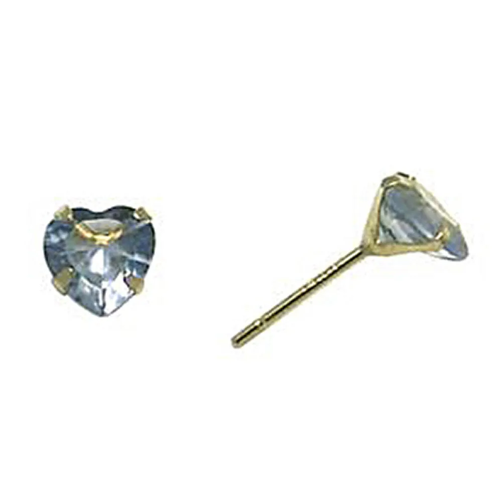 14kt Yellow Gold .47 Carat CZ Heart June Birthstone Earrings