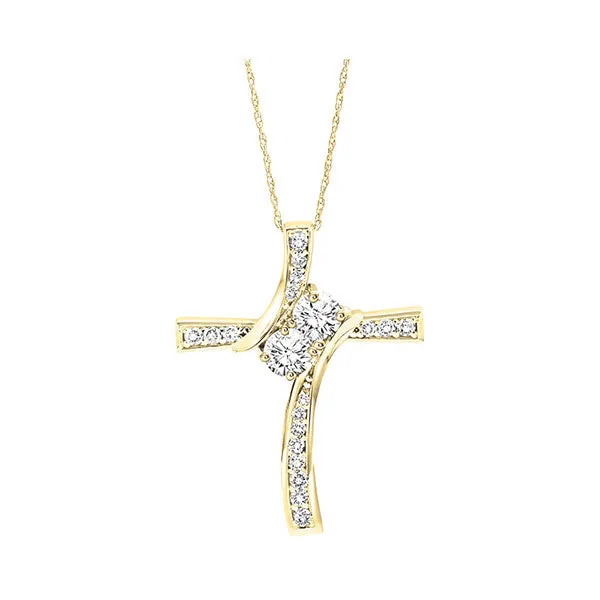 14KT Yellow Gold & Diamond Cross Pendants Neckwear Pendant   - 1/2 ctw