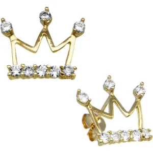 14kt Yellow Gold Cubic Zirconia Crown Stud Earrings