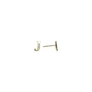 14kt Yellow Gold CZ Initial J Stud Earrings
