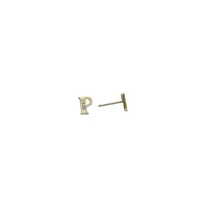 14kt Yellow Gold CZ Initial P Stud Earrings