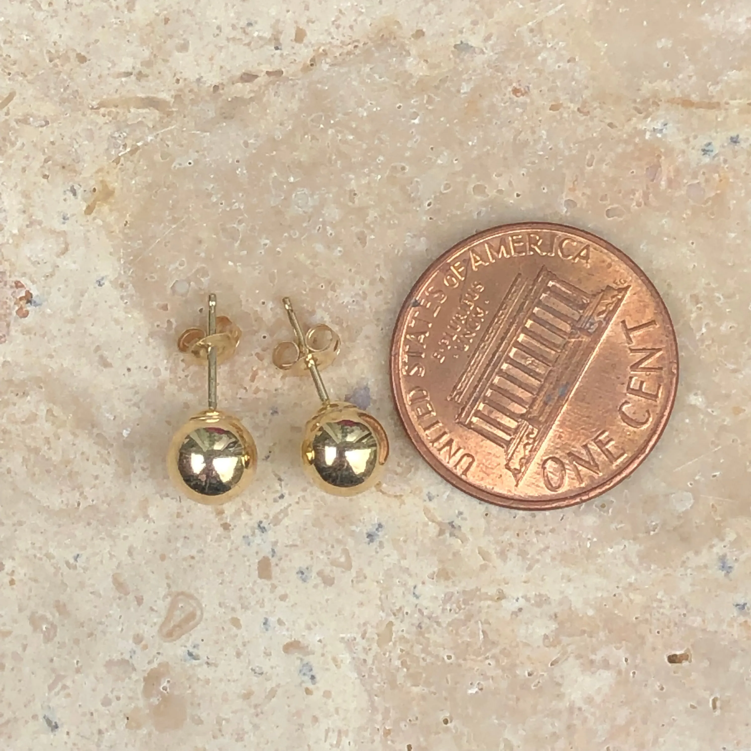 14KT Yellow Gold Polished Ball Stud Earrings 6mm