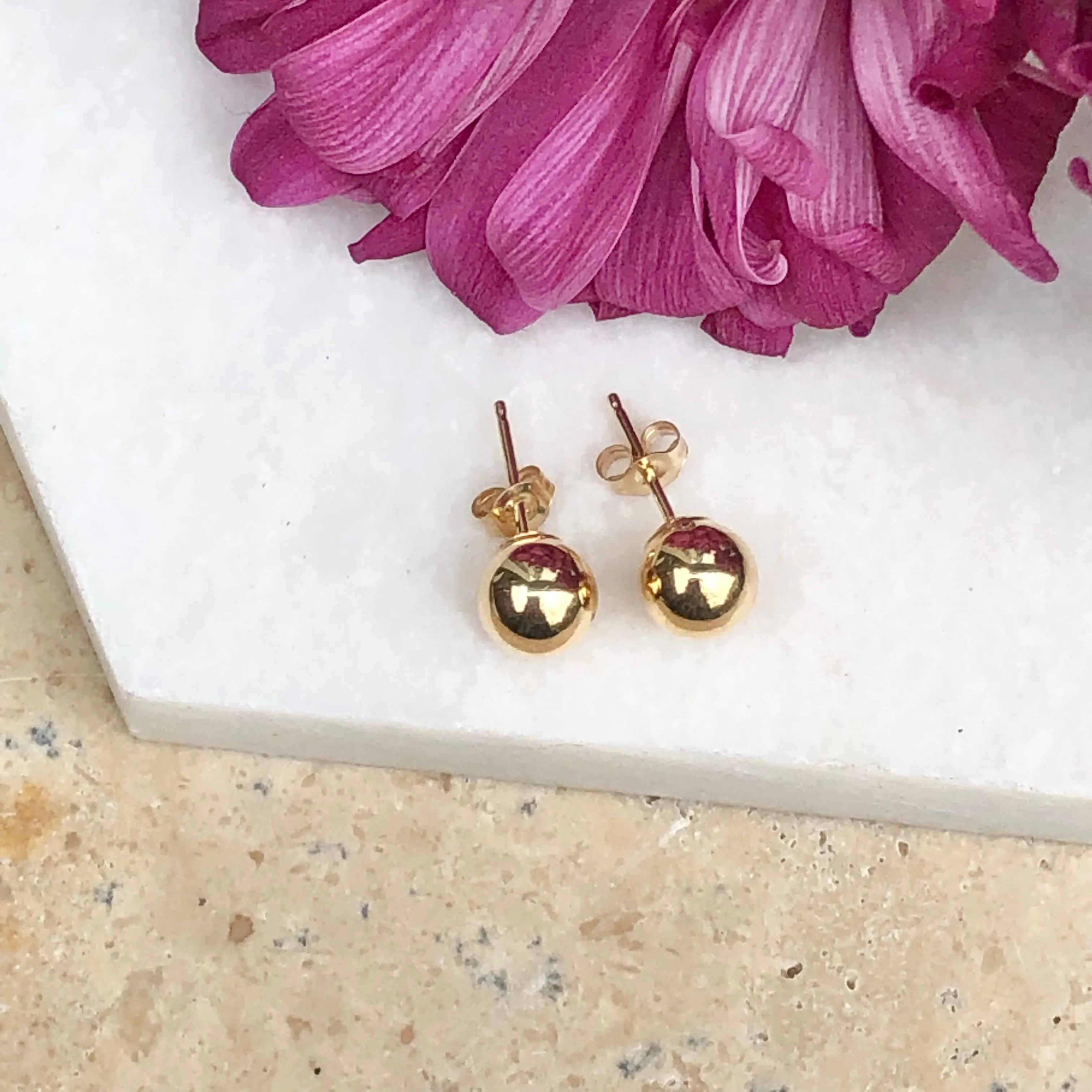 14KT Yellow Gold Polished Ball Stud Earrings 6mm