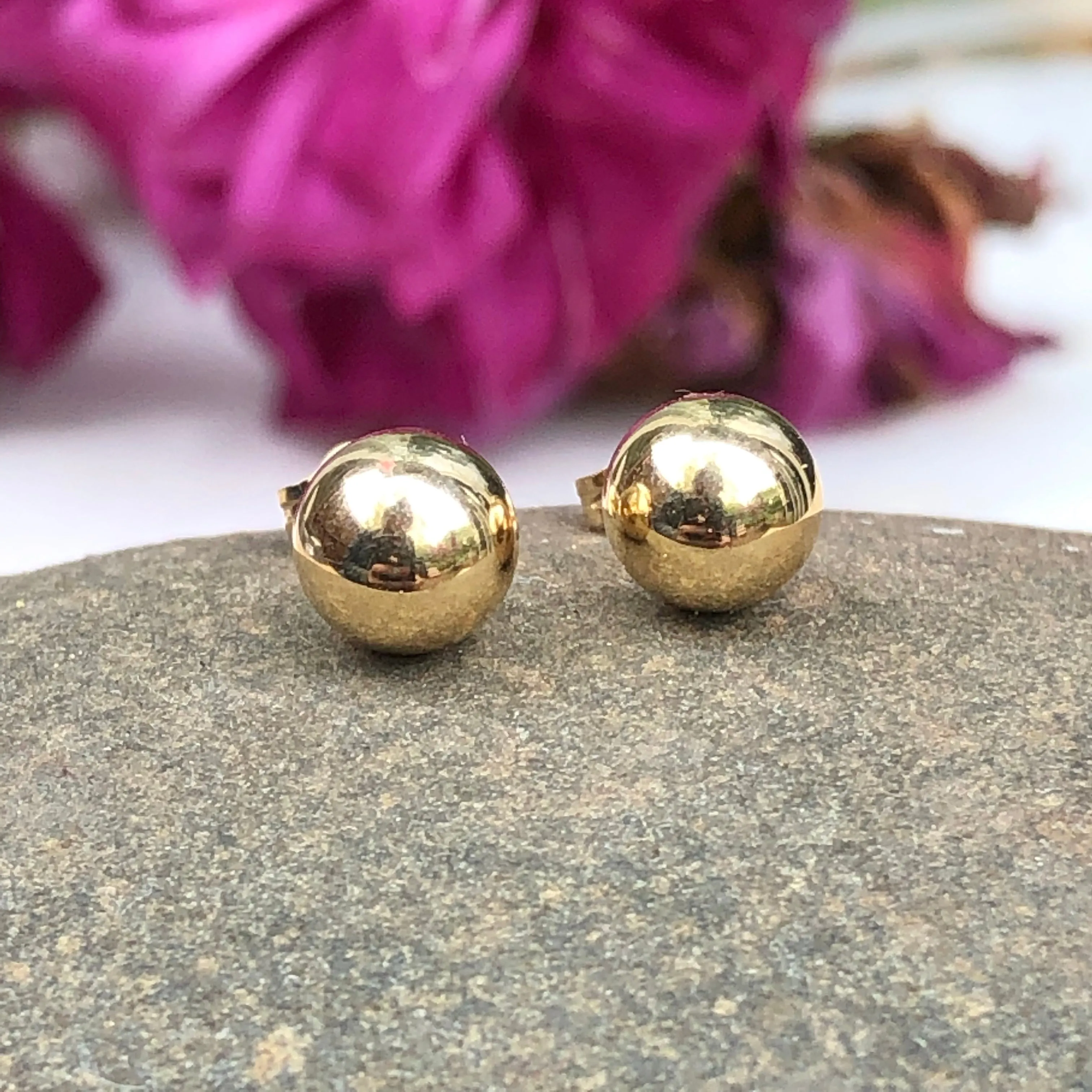 14KT Yellow Gold Polished Ball Stud Earrings 6mm