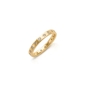 14KY Round and Star Set Diamond Band