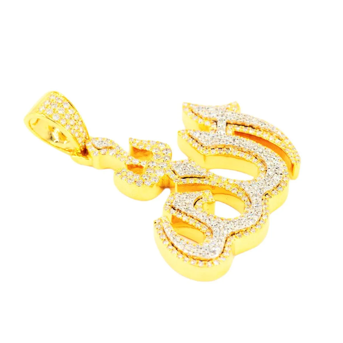 14KY W TWO TONE 2.50CTW DIAMOND 'ALLAH' PENDANT