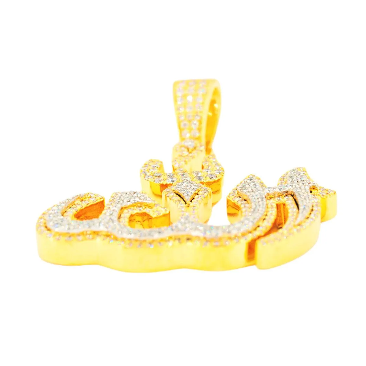 14KY W TWO TONE 2.50CTW DIAMOND 'ALLAH' PENDANT