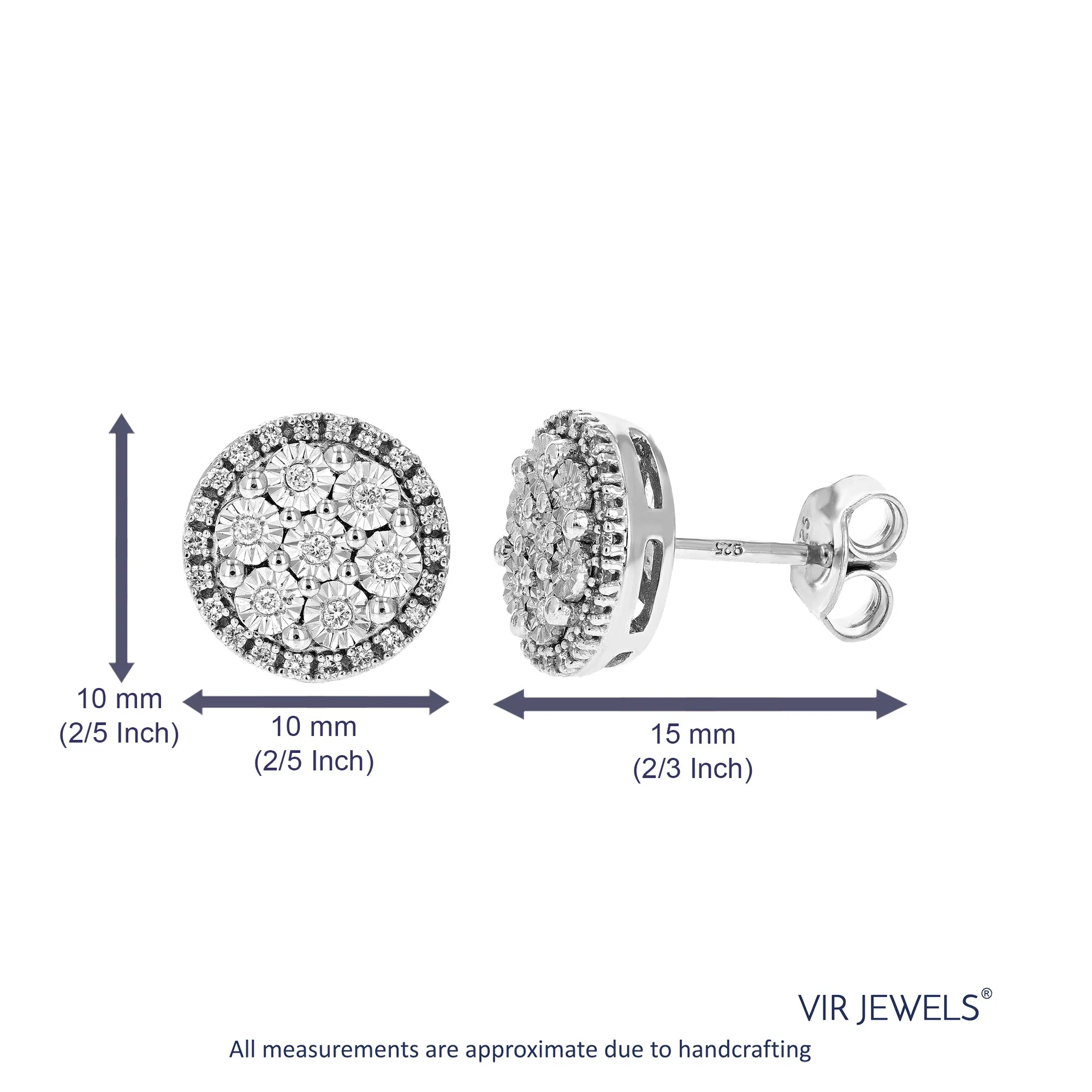 1/5 cttw Lab Grown Diamond Stud Earrings in .925 Sterling Silver